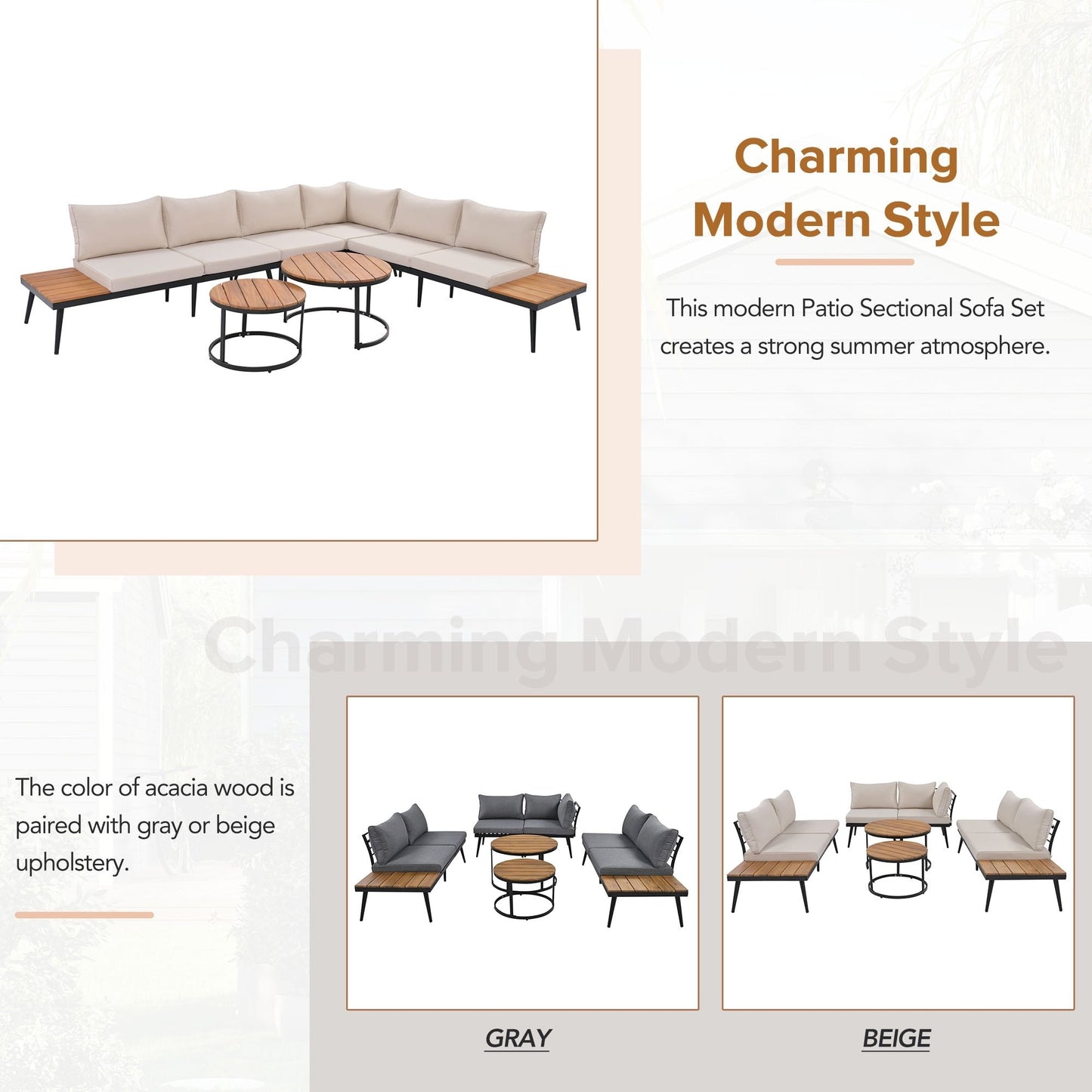 Merax 6-Piece Outdoor Sectional Sofa Set