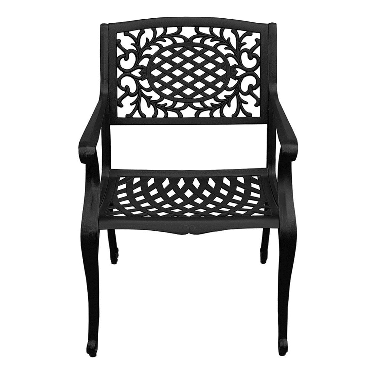 Mesh Lattice 59 in. Round Dining Set with Lazy Susan and Six Chairs - N/A