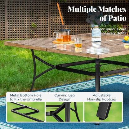 Metal Outdoor Dining Set for 8 with Square Table & Heavy-Duty Padded Fixed and Swivel Chairs, Patio Furniture Set (Beige)
