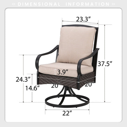 Metal Outdoor Dining Set for 8 with Square Table & Heavy-Duty Padded Fixed and Swivel Chairs, Patio Furniture Set (Beige)
