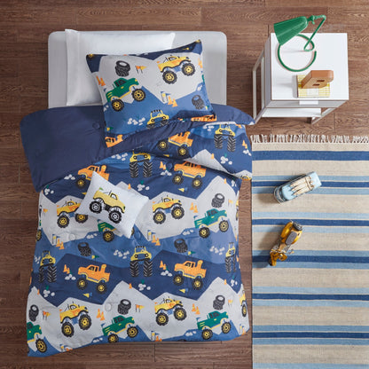 Intelligent Design Kids Gavin Monster Truck Blue Comforter Set