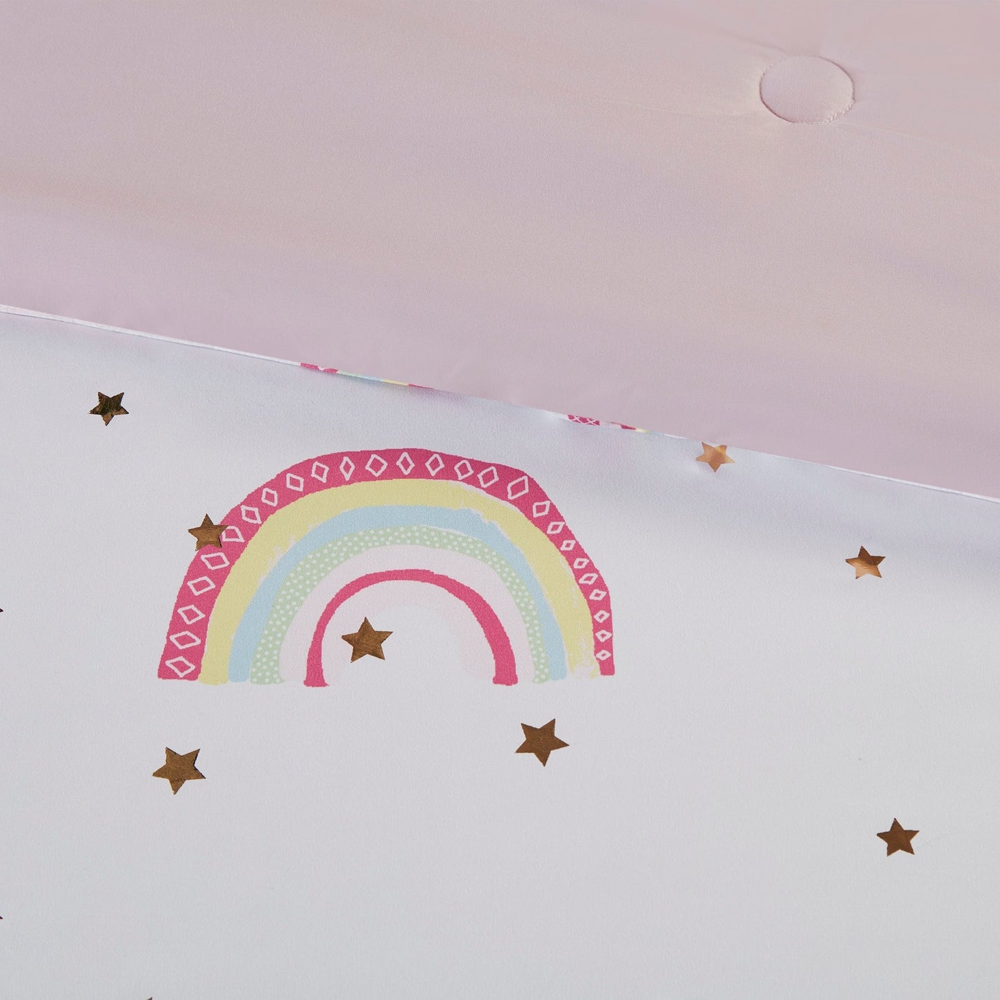 Intelligent Design Kids Mia Rainbow and Metallic Stars Comforter Set with Bed Sheets
