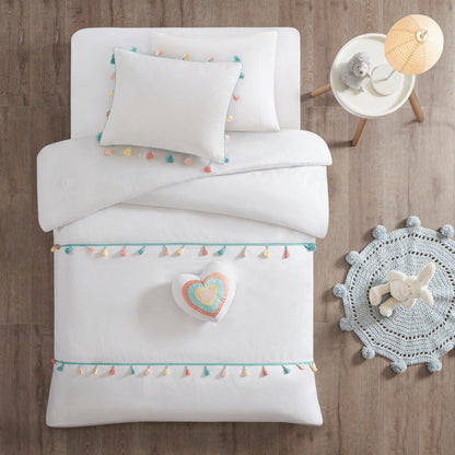 Intelligent Design Kids Tanya Tassel Comforter Set with Heart Shaped Throw Pillow