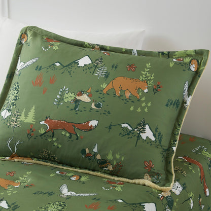 Intelligent Design Kids Theo Forest Animals Plush Reversible Comforter Set