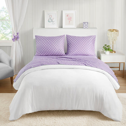 Intelligent Design Polka Dot Printed 100% Cotton Sheet Set