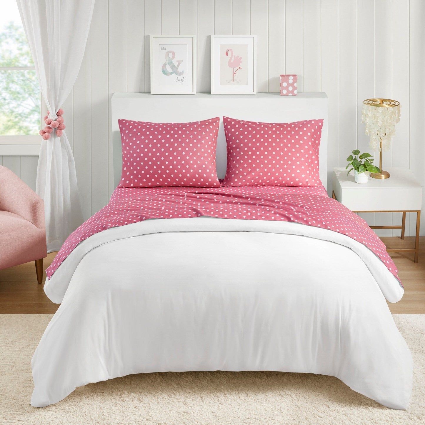 Intelligent Design Polka Dot Printed 100% Cotton Sheet Set