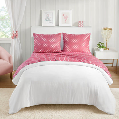 Intelligent Design Polka Dot Printed 100% Cotton Sheet Set