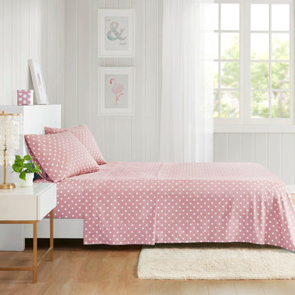 Intelligent Design Polka Dot Printed 100% Cotton Sheet Set
