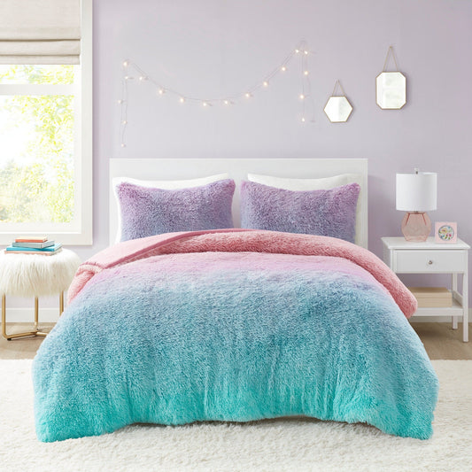 Intelligent Design Talia Ombre Shaggy Faux Fur Comforter Set
