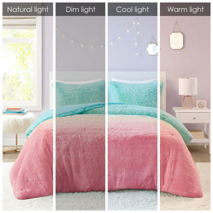 Intelligent Design Talia Ombre Shaggy Faux Fur Comforter Set