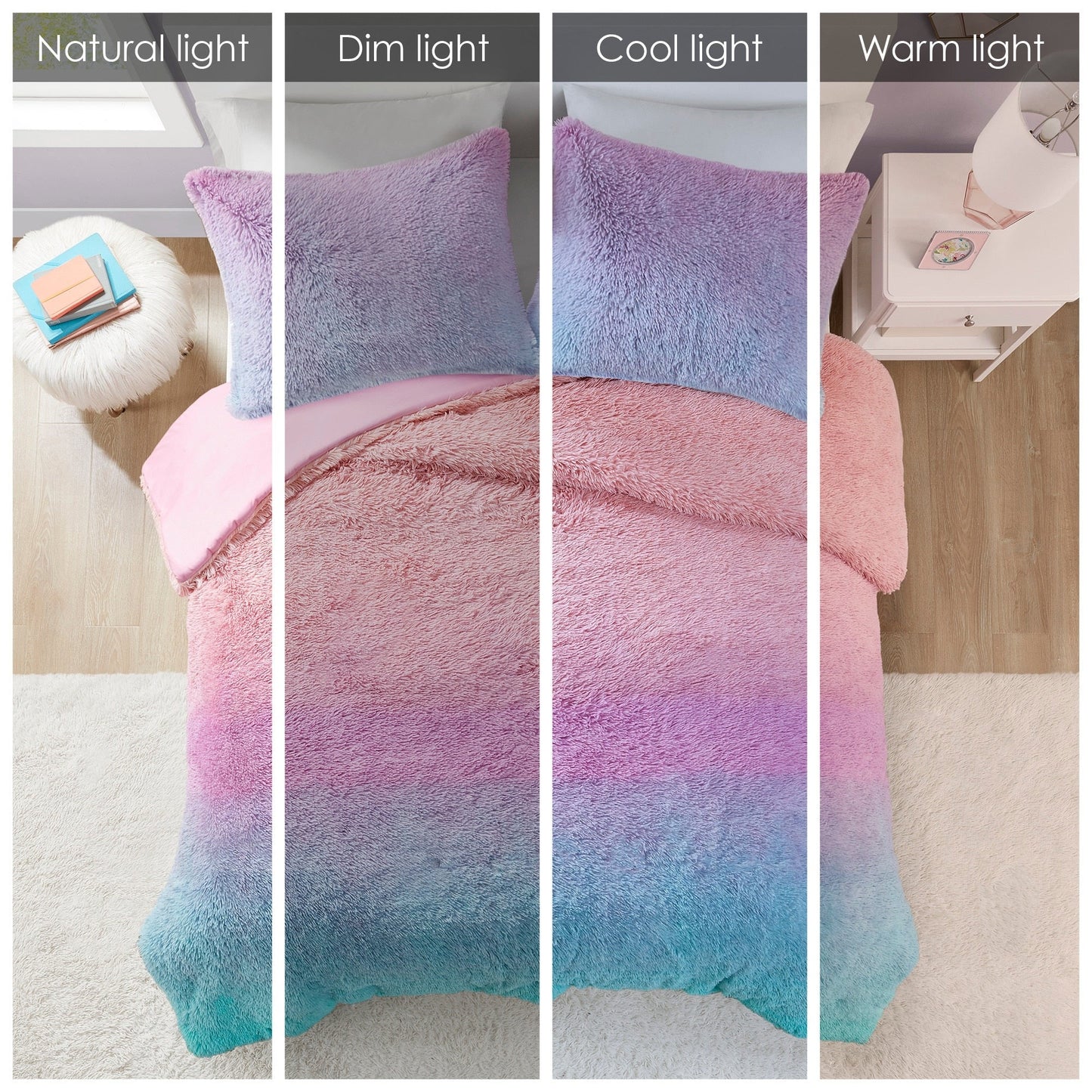 Intelligent Design Talia Ombre Shaggy Faux Fur Comforter Set