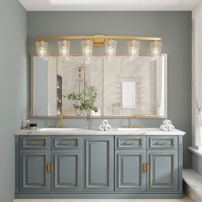 Mid-century Modern 6-light LED Dimmable Bathroom Vanity Light with Art Glass - 51 inches