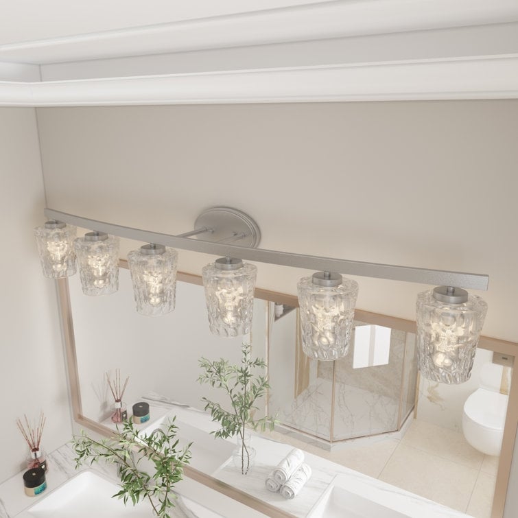 Mid-century Modern 6-light LED Dimmable Bathroom Vanity Light with Art Glass - 51 inches