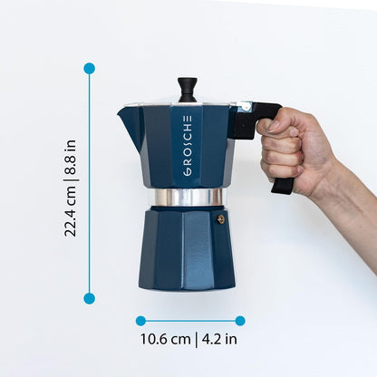 Milano Moka pot, Stovetop Espresso maker, Greca Coffee Maker, Stovetop coffee maker and espresso maker percolator (Grey, 9 cup)