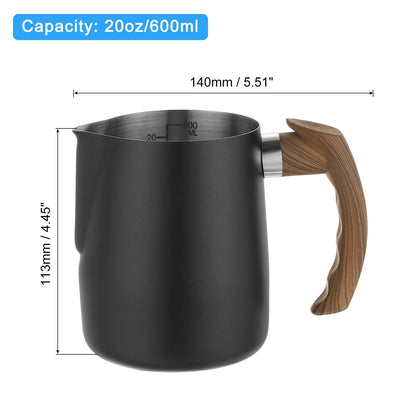 Milk Frothing Pitcher, 20oz/600ml with Handle for Home Cafe