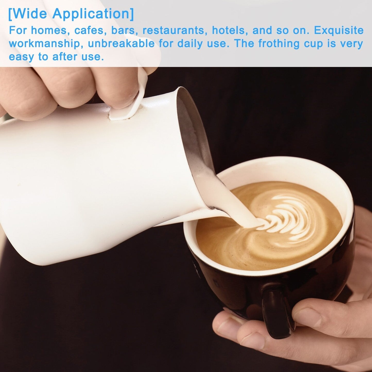 Milk Frothing Pitcher, 20oz/600ml with Handle for Home Cafe