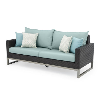 Milo Espresso 7 Piece Sunbrella Outdoor Patio Motion Fire Set