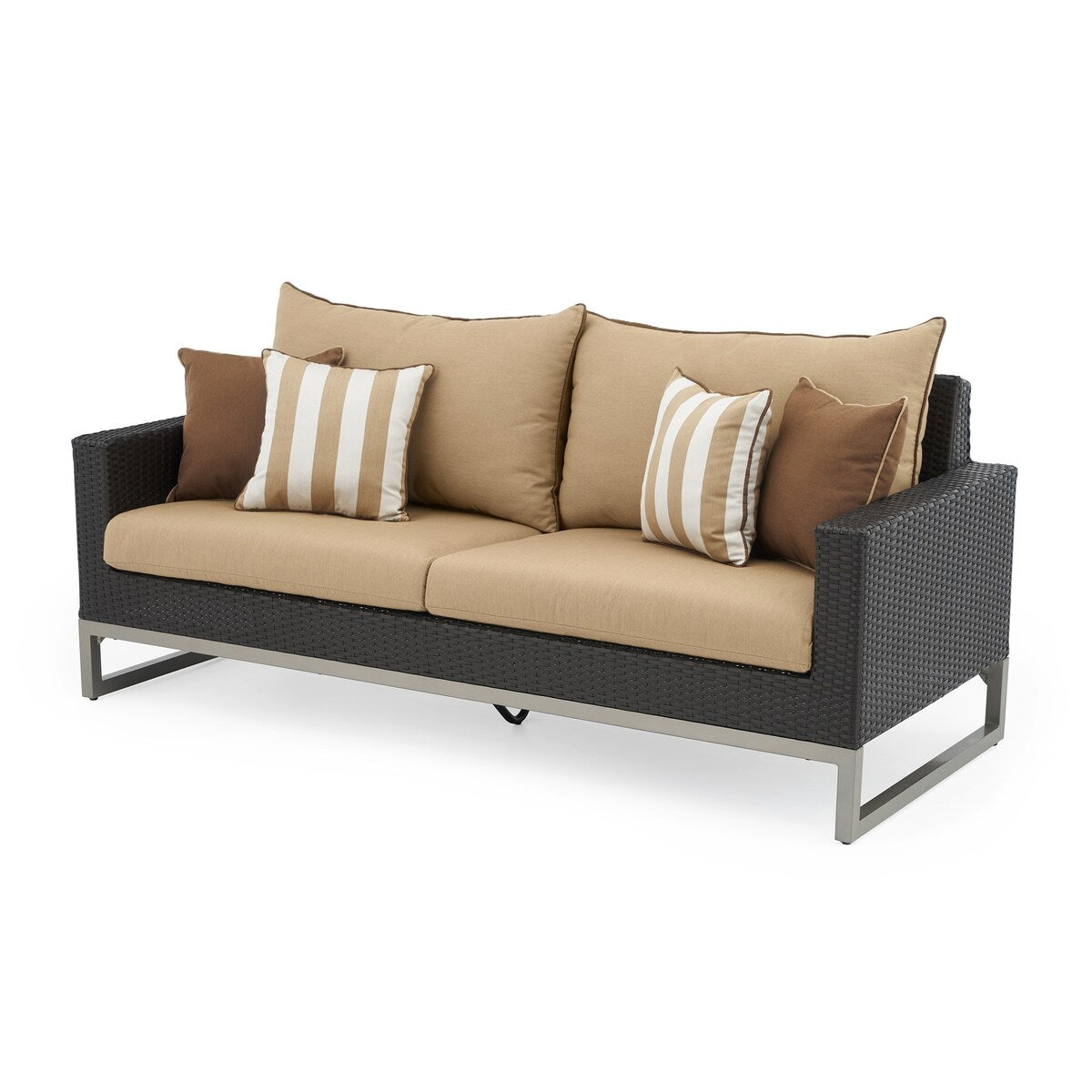 Milo Espresso 7 Piece Sunbrella Outdoor Patio Motion Fire Set