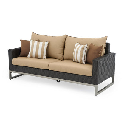 Milo Espresso 7 Piece Sunbrella Outdoor Patio Motion Fire Set
