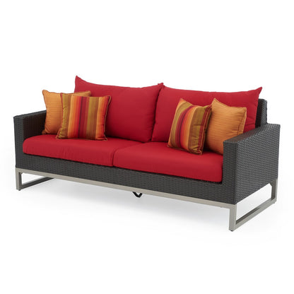 Milo Espresso 7 Piece Sunbrella Outdoor Patio Motion Fire Set
