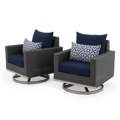 Milo Espresso 7 Piece Sunbrella Outdoor Patio Motion Fire Set