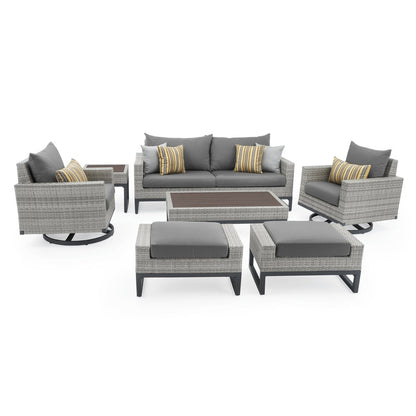 Milo Gray 7 Piece Sunbrella Outdoor Patio Motion Deep Seating Set