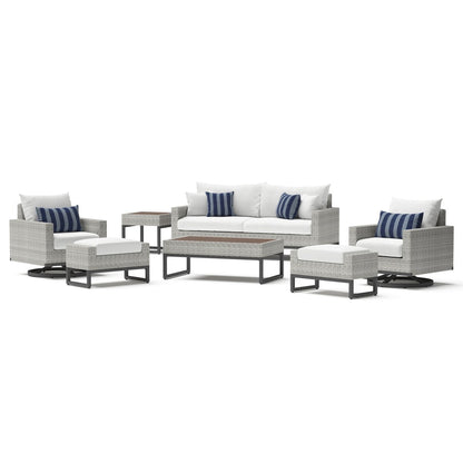 Milo Gray 7 Piece Sunbrella Outdoor Patio Motion Deep Seating Set
