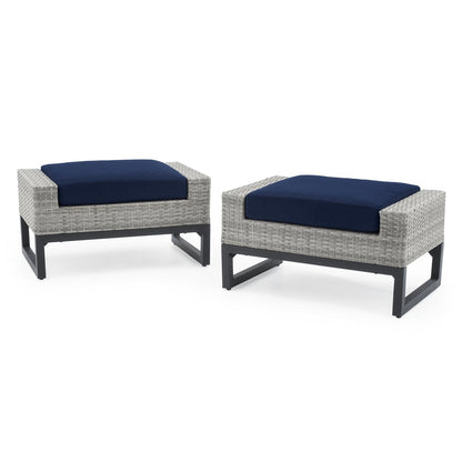Milo Gray 7 Piece Sunbrella Outdoor Patio Motion Deep Seating Set