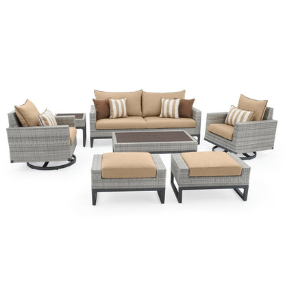 Milo Gray 7 Piece Sunbrella Outdoor Patio Motion Deep Seating Set