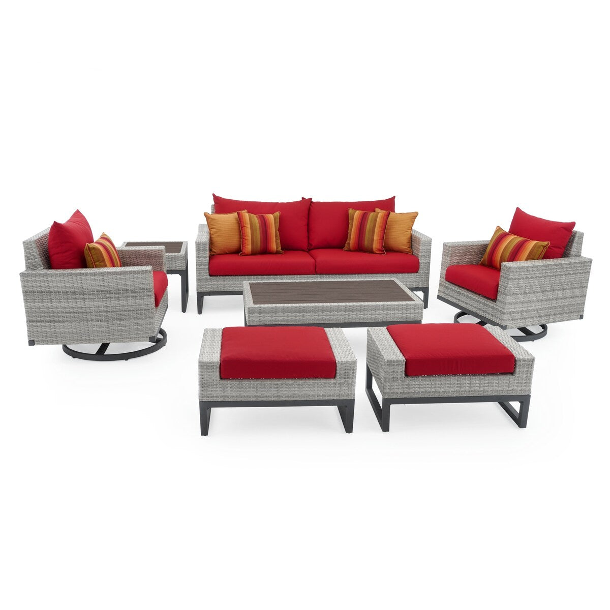Milo Gray 7 Piece Sunbrella Outdoor Patio Motion Deep Seating Set