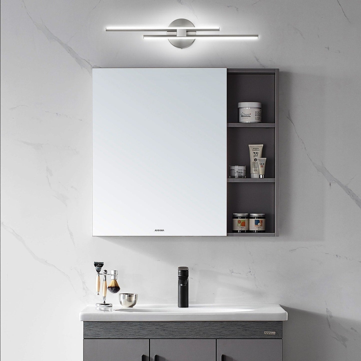 Minimalist 2-Light Dimmable LED Vanity Light Linear Metal Wall Sconce