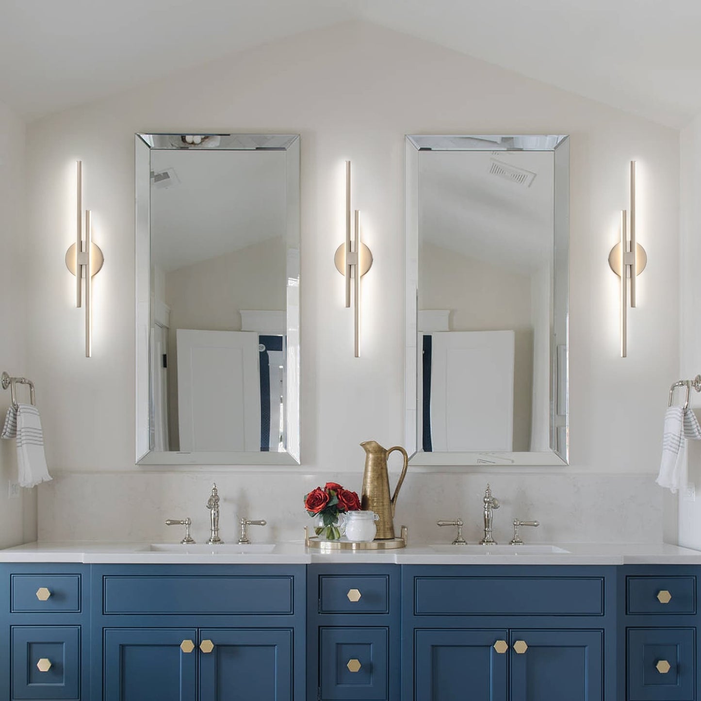 Minimalist 2-Light Dimmable LED Vanity Light Linear Metal Wall Sconce