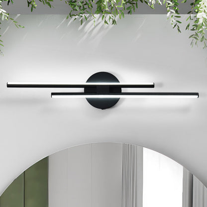 Minimalist 2-Light Dimmable LED Vanity Light Linear Metal Wall Sconce
