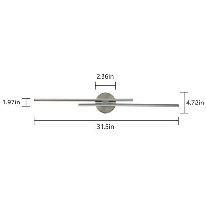 Minimalist 2-Light Dimmable LED Vanity Light Linear Metal Wall Sconce
