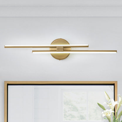 Minimalist 2-Light Dimmable LED Vanity Light Linear Metal Wall Sconce