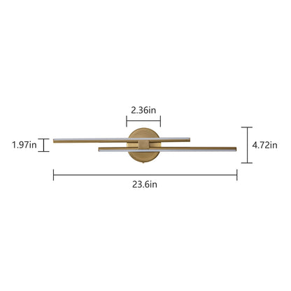 Minimalist 2-Light Dimmable LED Vanity Light Linear Metal Wall Sconce