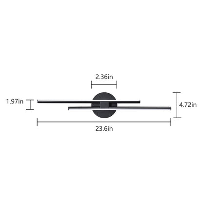 Minimalist 2-Light Dimmable LED Vanity Light Linear Metal Wall Sconce