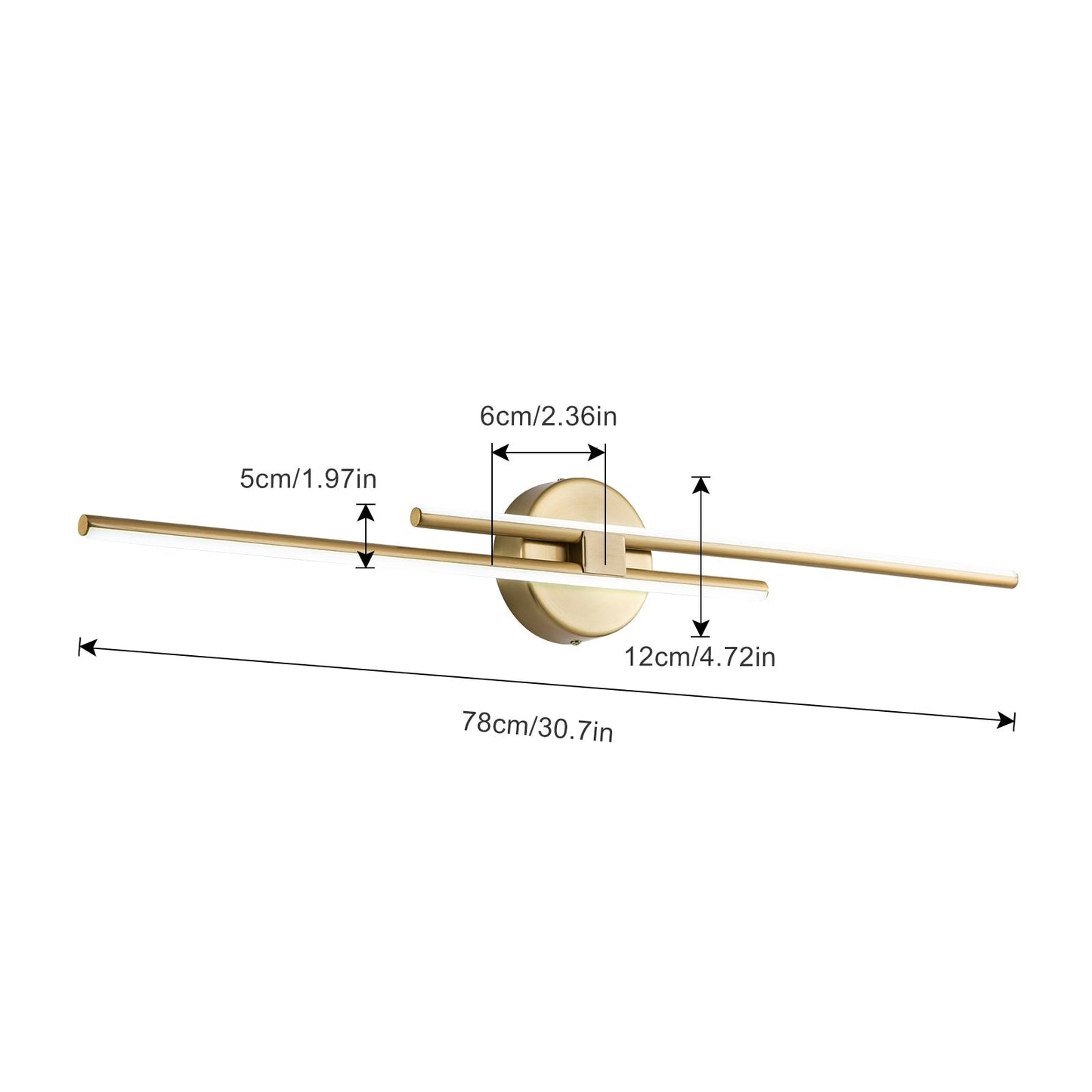Minimalist 2-Light Dimmable LED Vanity Light Linear Metal Wall Sconce