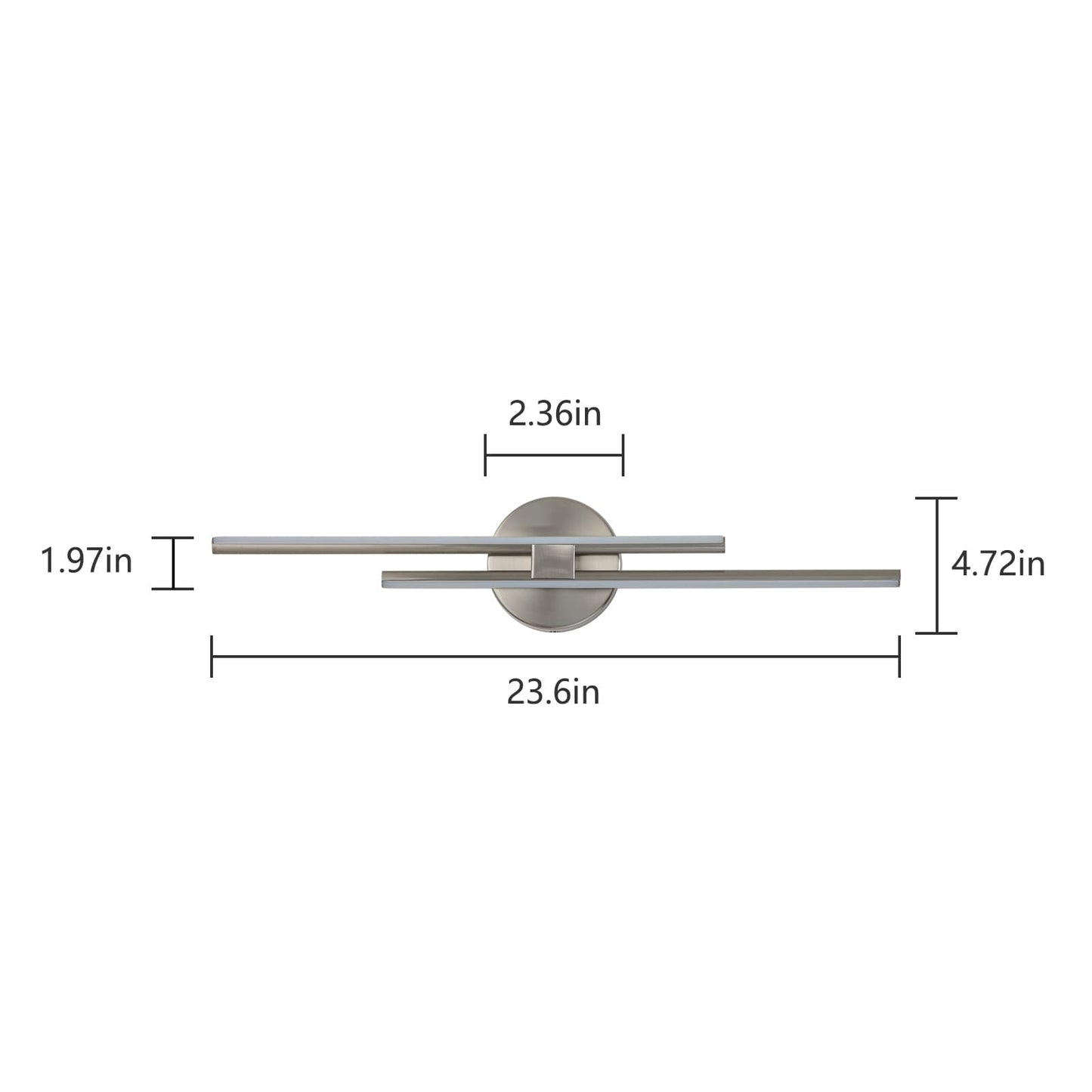 Minimalist 2-Light Dimmable LED Vanity Light Linear Metal Wall Sconce