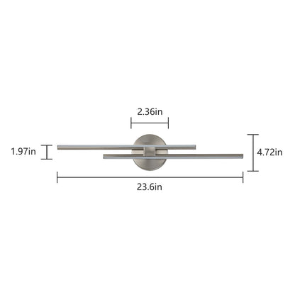 Minimalist 2-Light Dimmable LED Vanity Light Linear Metal Wall Sconce