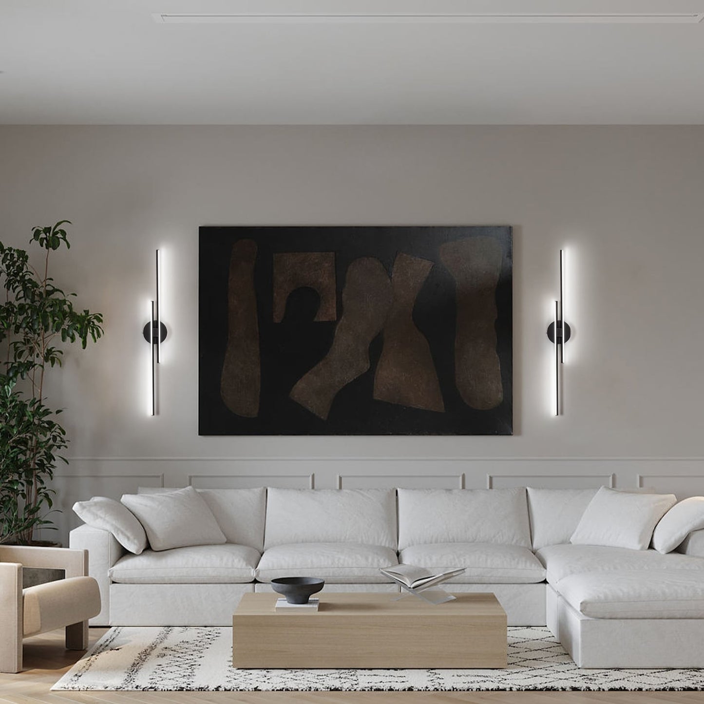 Minimalist 2-Light Dimmable LED Vanity Light Linear Metal Wall Sconce
