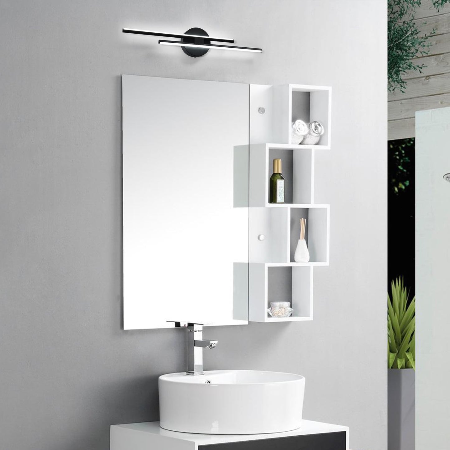 Minimalist 2-Light Dimmable LED Vanity Light Linear Metal Wall Sconce