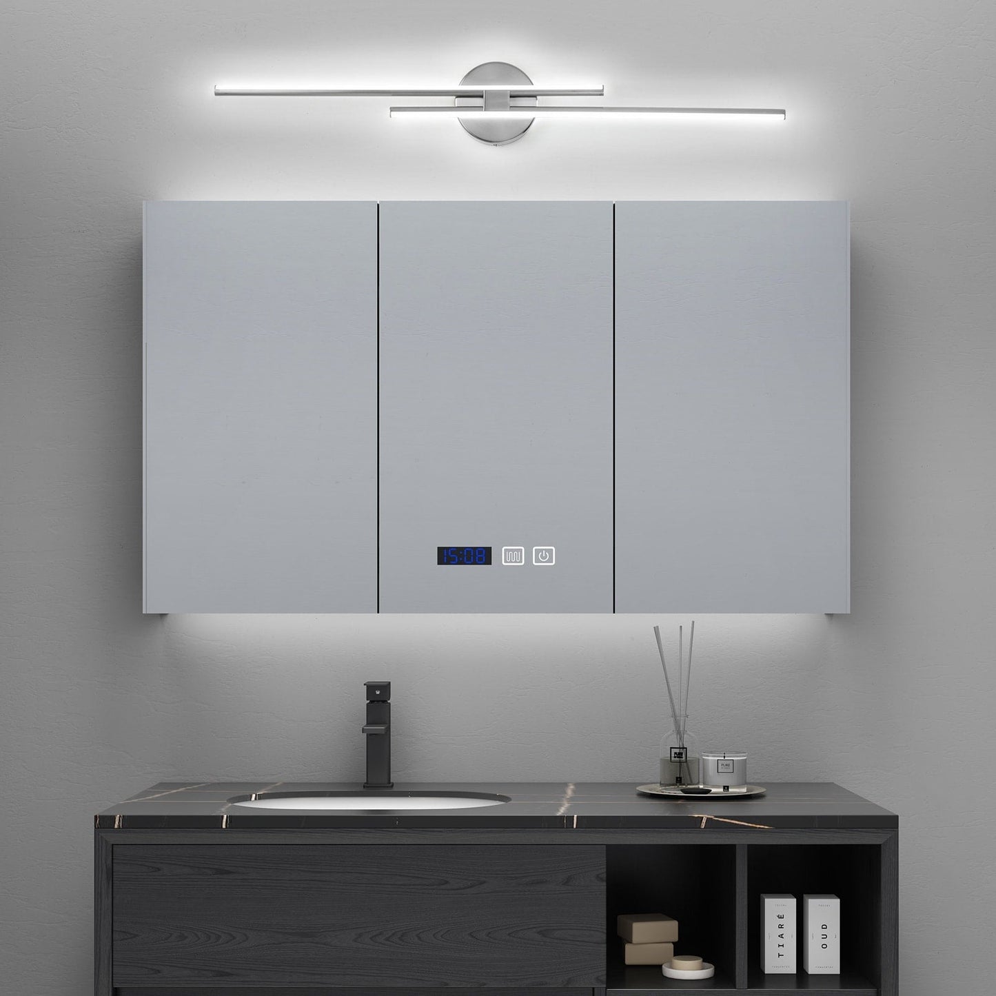 Minimalist 2-Light Dimmable LED Vanity Light Linear Metal Wall Sconce