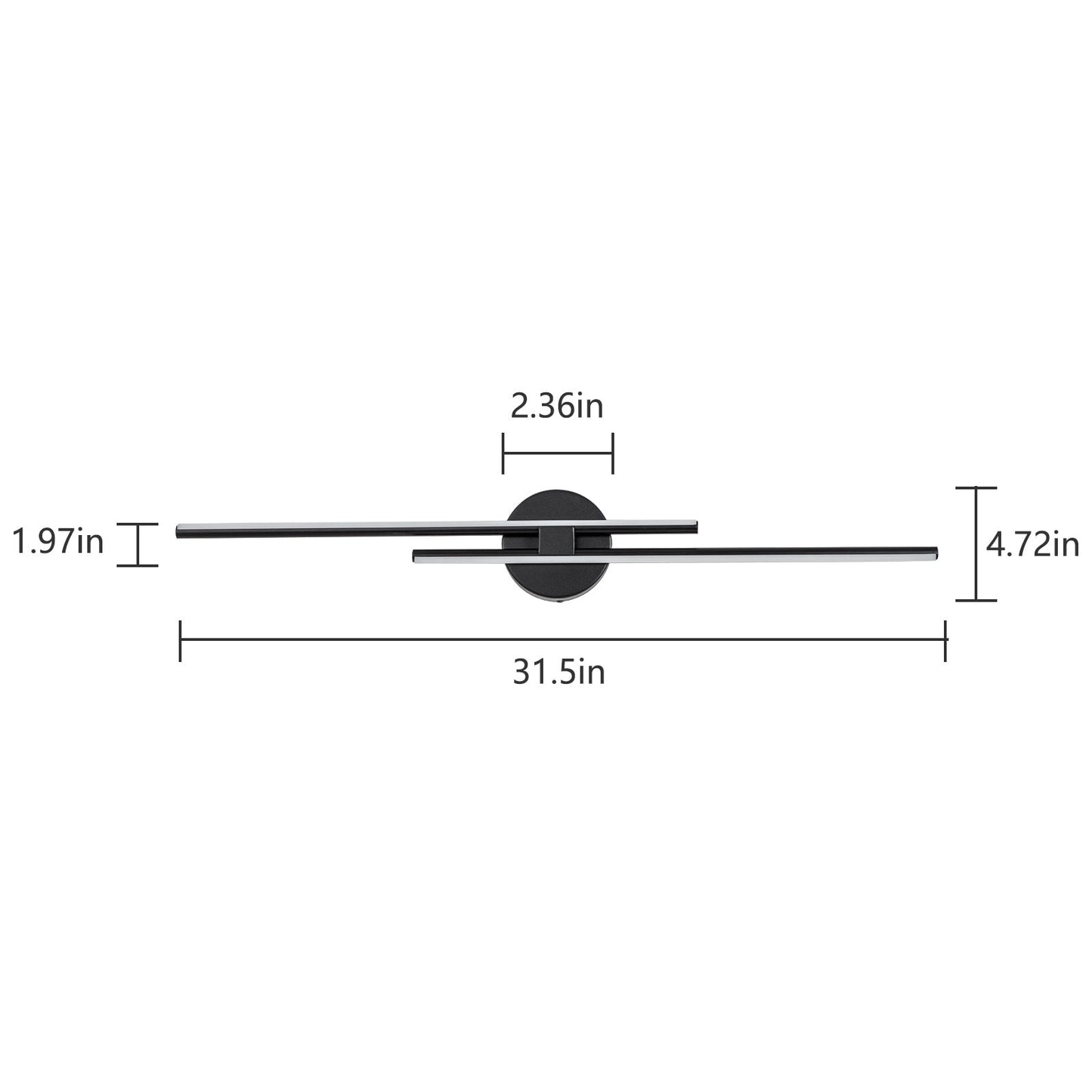 Minimalist 2-Light Dimmable LED Vanity Light Linear Metal Wall Sconce