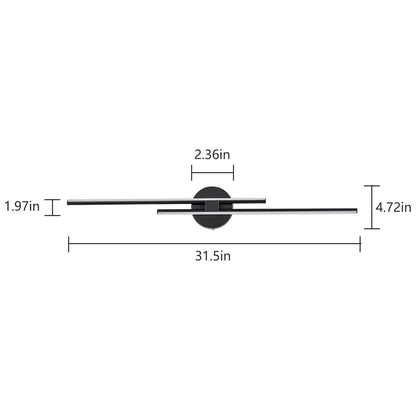 Minimalist 2-Light Dimmable LED Vanity Light Linear Metal Wall Sconce