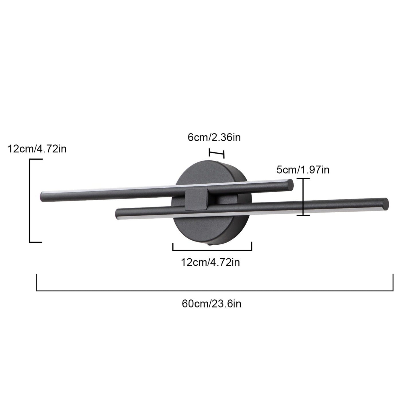Minimalist 2-Light Dimmable LED Vanity Light Linear Metal Wall Sconce