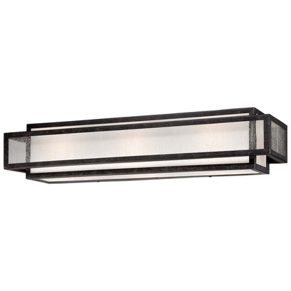 Lavery Camden Square Aged Charcoal & Seeded Glass 3 Light Bath Bar