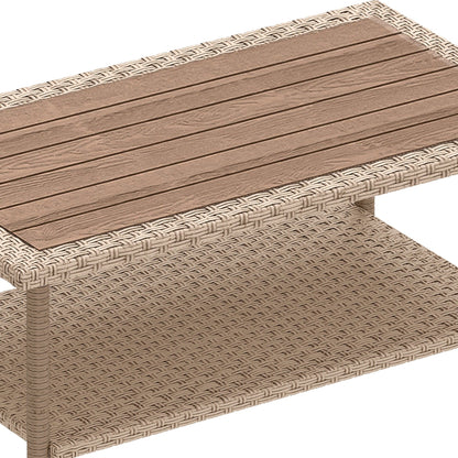 Moasis 2 Pieces Patio Furniture Set,Rattan Wicker Loveseat with Coffee Table