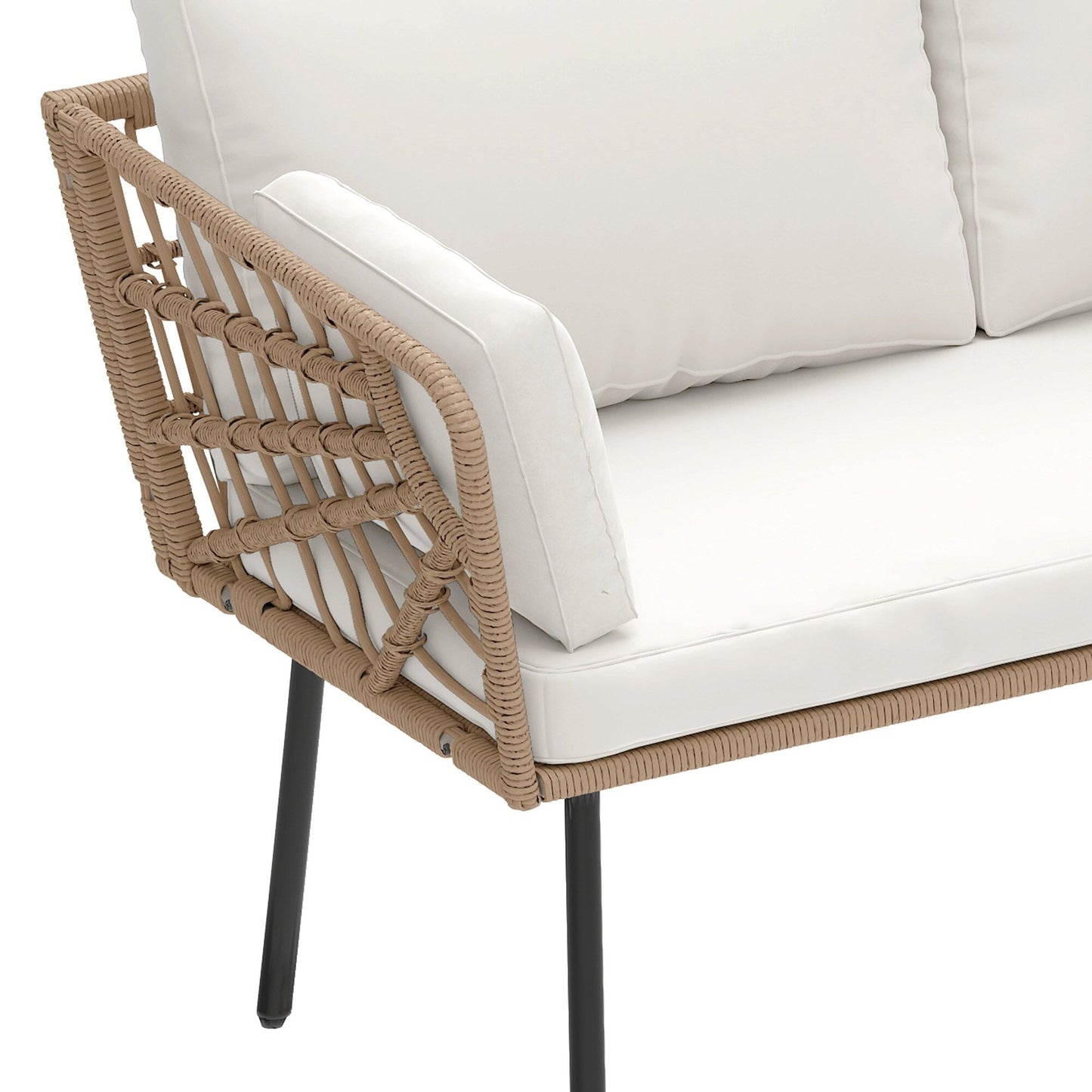 Moasis 2 Pieces Patio Furniture Set,Rattan Wicker Loveseat with Coffee Table