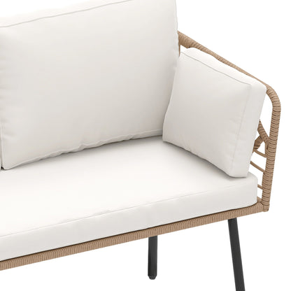 Moasis 2 Pieces Patio Furniture Set,Rattan Wicker Loveseat with Coffee Table